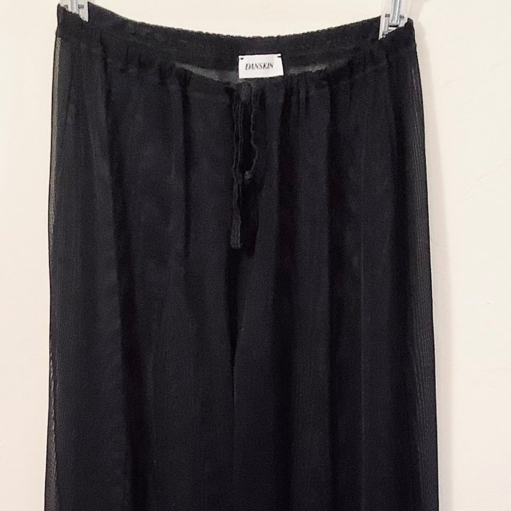 Sheer, wide-leg knit pants